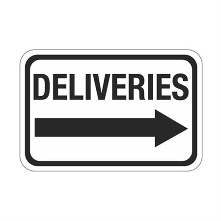 Deliveries Right Arrow Sign 12" x 18"